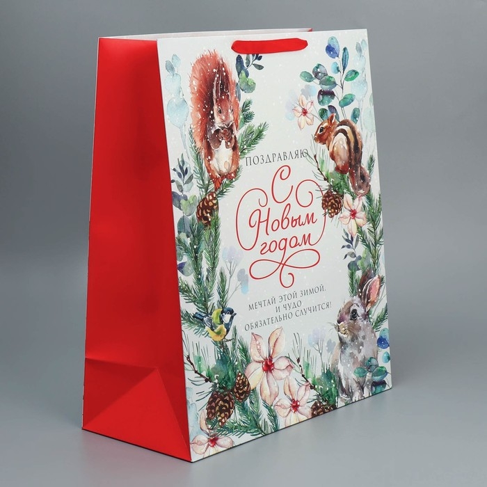 Пакет подарочный новогодний ламинированный «Новогодняя акварель», XL 40 х 49 х 19 см, Новый год Пакет подарочный новогодний ламинированный «Новогодняя акварель», XL 40 х 49 х 19 см, Новый год