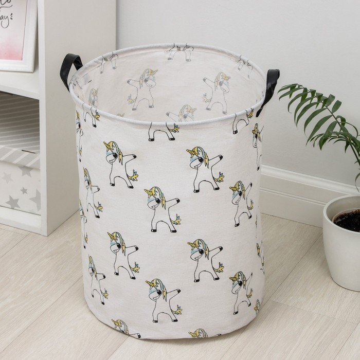 Корзина бельевая текстильная Доляна «Единороги», 40×40×48,5 см Корзина бельевая текстильная Доляна «Единороги», 40×40×48,5 см