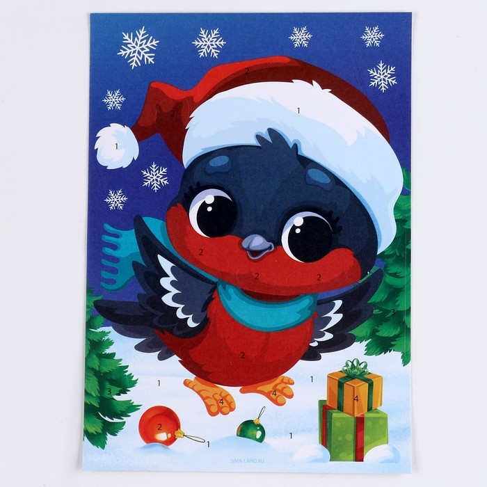 Аппликация фольгой на новый год «Снегирь», новогодний набор для творчества Аппликация фольгой на новый год «Снегирь», новогодний набор для творчества