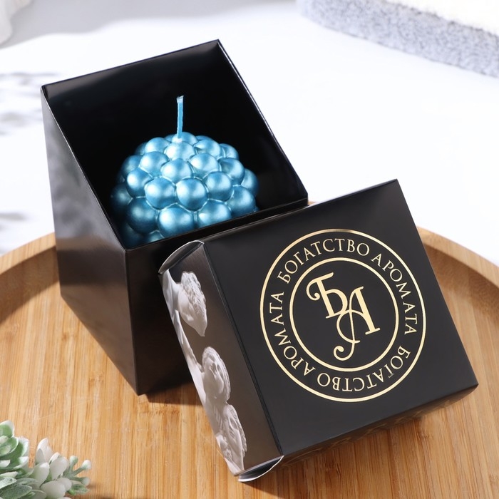 Свеча фигурная  Свеча фигурная "Баблс" круглый, 5,5х5,5 см, бирюзовый,в коробке