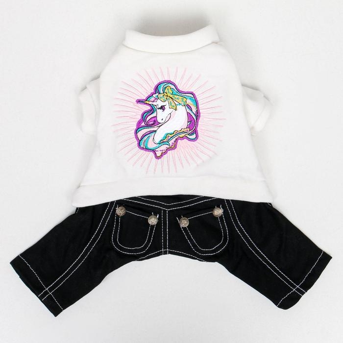 Комбинезон Комбинезон "Единорог", размер 16 (ДС 36 см, ОГ 46 см, ОШ 35 см), бело-синий