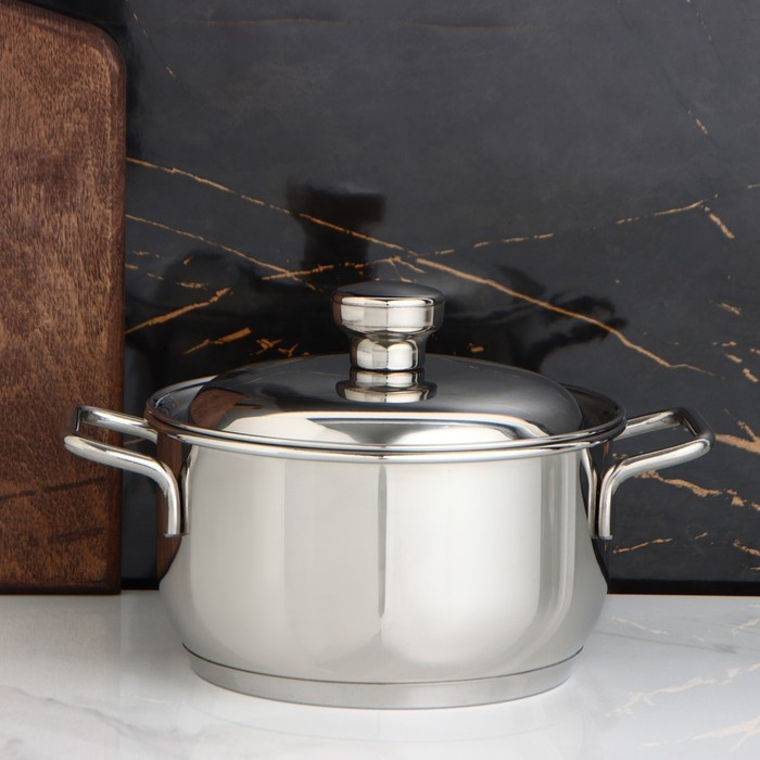 Кастрюля «Классика-прима», 1.5 л, d=16 см, капсульное дно, индукция,цвет серебряный Кастрюля «Классика-прима», 1.5 л, d=16 см, капсульное дно, индукция,цвет серебряный