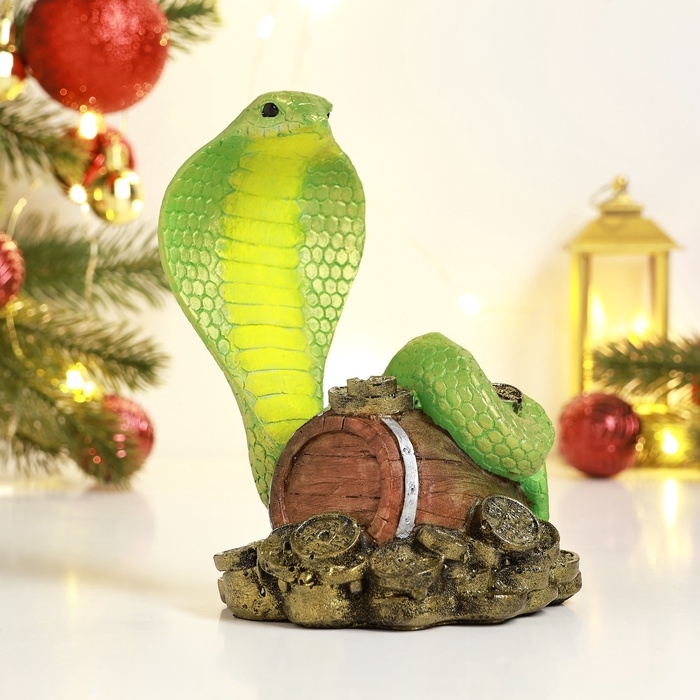 Новый год. Символ 2025. Копилка Новый год. Символ 2025. Копилка "Змея Кобра на монетах" 12х14х15см, цветная