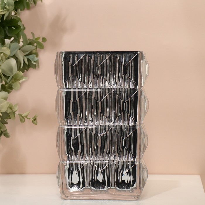 Ваза для цветов «Монарда» из стекла, серебро 25×13,5×9,5 см Ваза для цветов «Монарда» из стекла, серебро 25×13,5×9,5 см