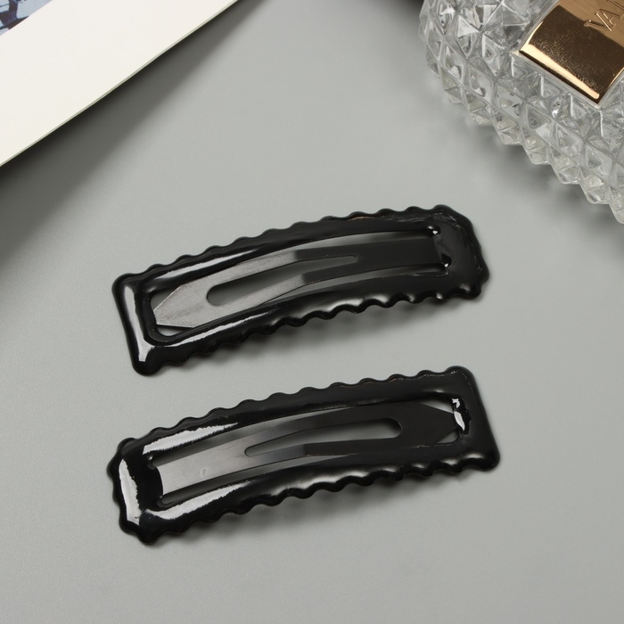 Невидимка для волос  Невидимка для волос "Энико" (набор 2 шт) классика прямой, 6,5 см, чёрный