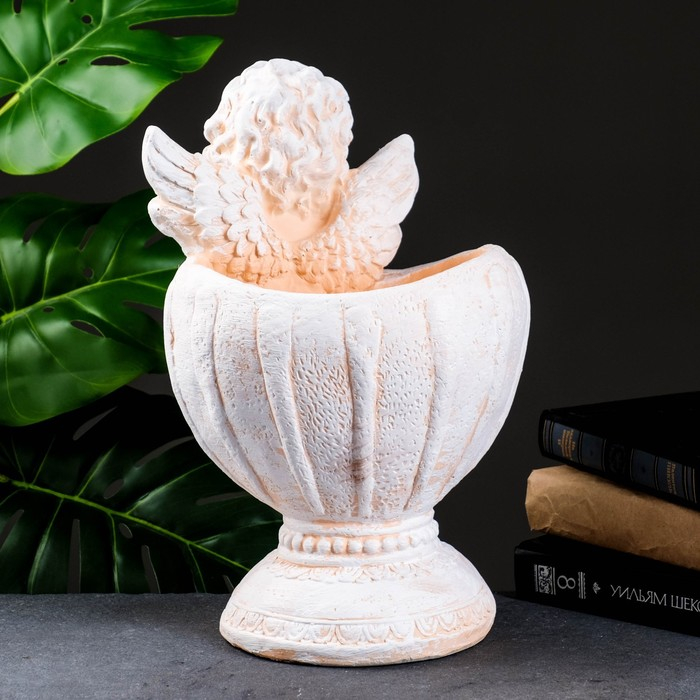 Фигурное кашпо Фигурное кашпо "Ангел в вазе" бежевый, 1,2 л / 20х35х23см