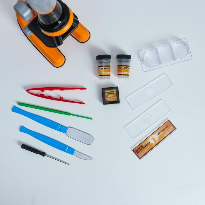 Микроскоп Микроскоп "Юный ботаник" кратность до х1200, оранжевый, подсветка