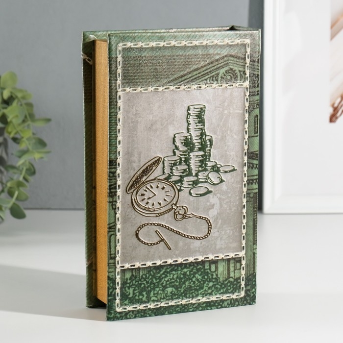 Сейф-книга дерево кожзам Сейф-книга дерево кожзам "Время - деньги" 3D тиснение 21х13х5 см