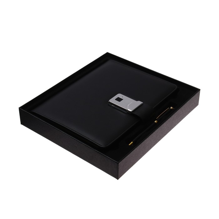 Органайзер на кольцах,ПВХ, А5,140 л,клетка,с ручкой,подар короб,сканер пальца,зарядка,Черный Органайзер на кольцах,ПВХ, А5,140 л,клетка,с ручкой,подар короб,сканер пальца,зарядка,Черный