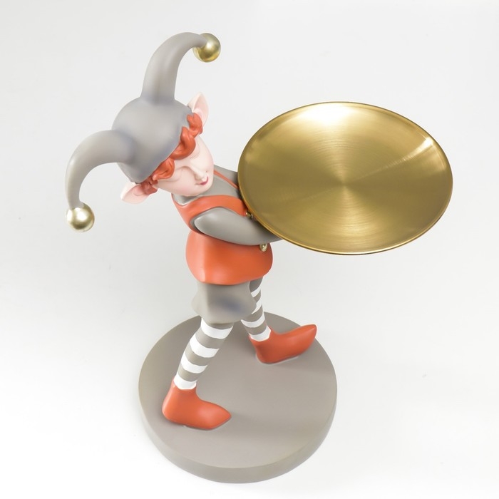 Сувенир полистоун подставка  Сувенир полистоун подставка "Малыш в костюме скомороха" оранжево-серый  33х14,5х21 см