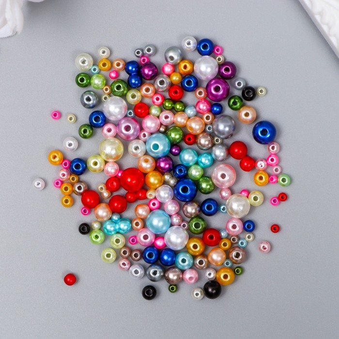 Бусины для творчества пластик Бусины для творчества пластик "Круглые. Ассорти" d=3-8 мм, набор 10 гр