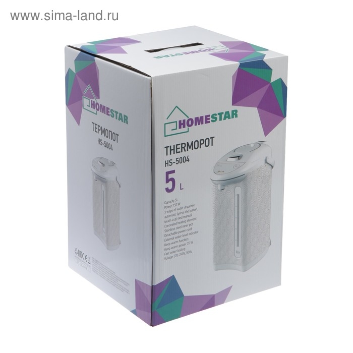 Термопот Homestar HS-5004, 5 л, 750 Вт, белый Термопот Homestar HS-5004, 5 л, 750 Вт, белый