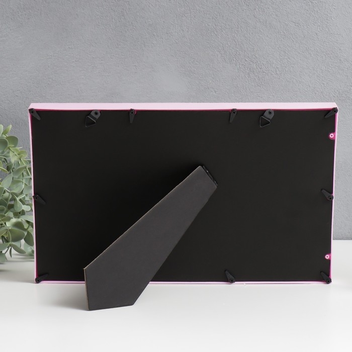 Фоторамка пластик на 3 фото 10х10 см, 13х18 см  Фоторамка пластик на 3 фото 10х10 см, 13х18 см "Лион" розовая 32х20 см