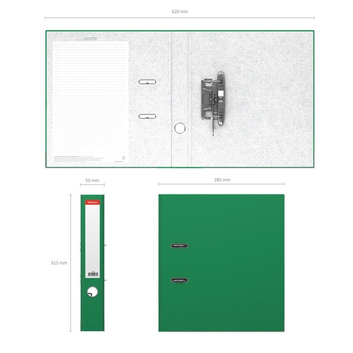 Папка-регистратор А4, 50 мм, ErichKrause Standard, бумвинил, с этикеткой на корешке, нижний металлический кант, зеленая Папка-регистратор А4, 50 мм, ErichKrause Standard, бумвинил, с этикеткой на корешке, нижний металлический кант, зеленая