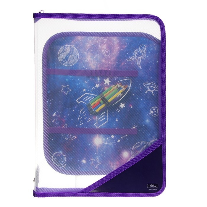 Папка для труда А4, 325 х 230 х 25 мм, молния вокруг, откидная планка, пластиковая, ПТР-1, Calligrata,  Папка для труда А4, 325 х 230 х 25 мм, молния вокруг, откидная планка, пластиковая, ПТР-1, Calligrata, "Ракета"