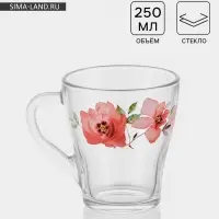 Кружка ОСЗ &laquo;Акварельные цветы&raquo;, 250 мл, стекло, прозрачная, рисунок МИКС