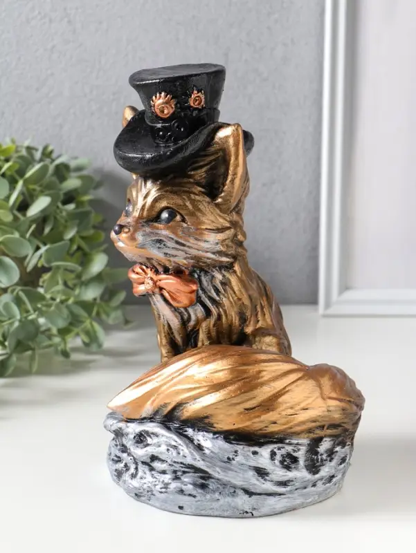 Копилка для денег &laquo;Лиса в шляпе&raquo;, гипс, 24&times;15 см, под бронзу с серебром