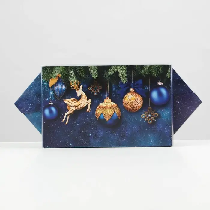 Складная новогодняя коробка-конфета «Новогодние игрушки», 9,3 х 14,6 х 5,3 см, Новый год