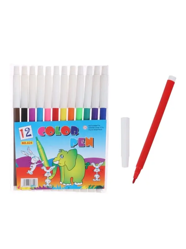 Фломастеры 12 цветов, невентилируемый колпачок, блистер