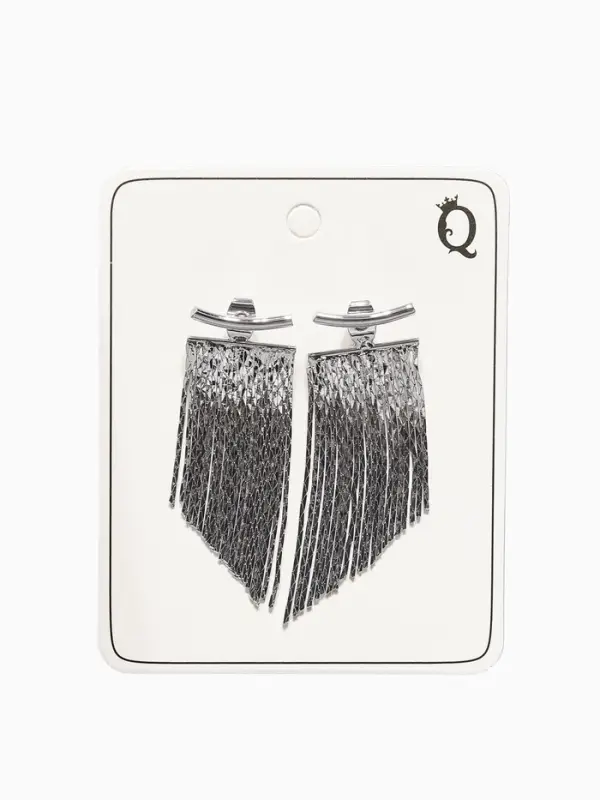 Серьги металл &laquo;Цепной водопад&raquo;, цвет серебро
