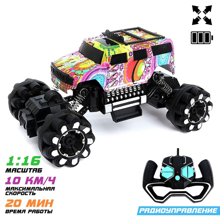 Джип радиоуправляемый «Граффити», работает от аккумулятора, МИКС Джип радиоуправляемый «Граффити», работает от аккумулятора, МИКС