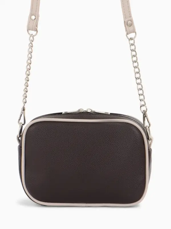 Сумка женская кросс-боди TEXTURA на молнии, 27&times;6&times;19 см, тёмно-коричневая