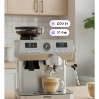 Кофейная станция кофеварка рожковая КТ-7694 (2 в 1)