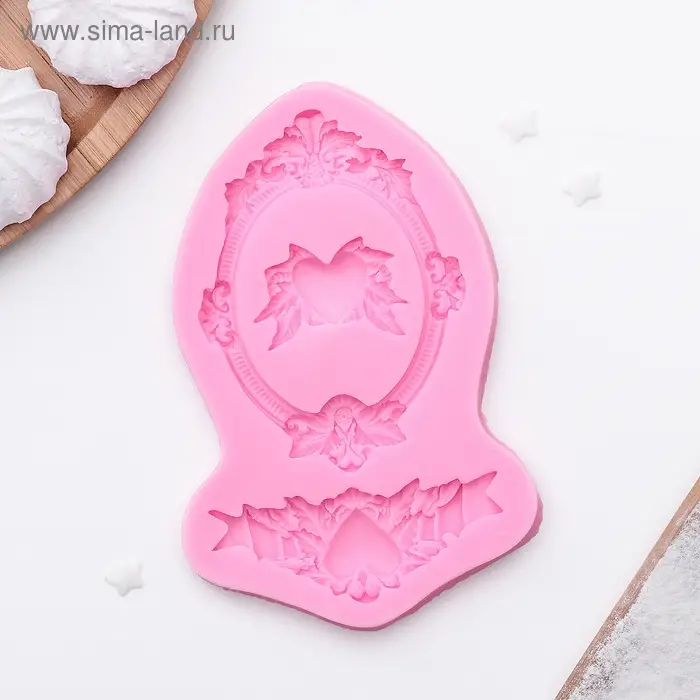 Молд «Сердца, рамка, лепнина», силикон, 12,5×8,2×1,1 см, цвет МИКС