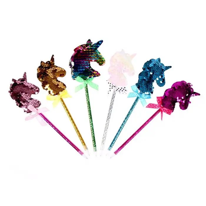 Ручка «Единорог», с пайетками, синие чернила, МИКС