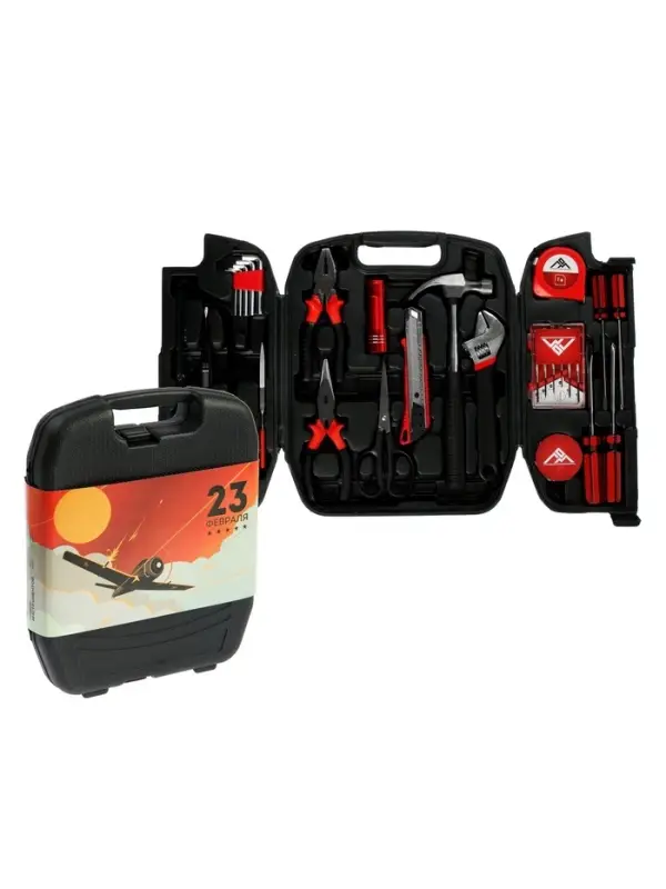 Набор инструментов в кейсе ЛОМ &laquo;23 ФЕВРАЛЯ&raquo;, в подарочной упаковке, 27 предметов
