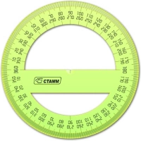 Транспортир 10 см 360 &nbsp;градусов, NEON Cristal, цвет ассорти ТР41