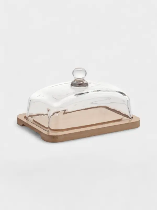 Масленка на бамбуковой подставке, 17.8х13х10 см Масленка на бамбуковой подставке, 17.8х13х10 см