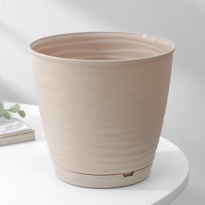 Горшок для цветов с поддоном Saffron, 1,5 л, d=14,6 см, h=13,5 см, цвет бежевый Горшок для цветов с поддоном Saffron, 1,5 л, d=14,6 см, h=13,5 см, цвет бежевый