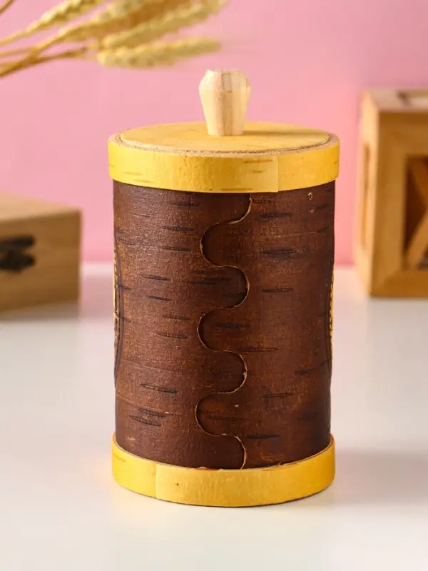 Туес Туес "Деревенька", D8смхH(с хватком)15,5см, береста