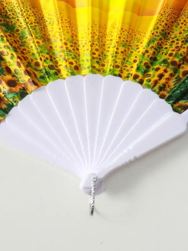 Веер пластик, текстиль Веер пластик, текстиль "Подсолнухи" МИКС широкие лопасти 23 см