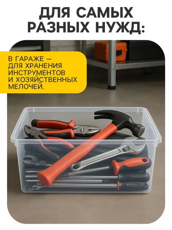 Ящики пластиковые для хранения, с крышкой, набор 2 шт.: 10 л, 16 л, прозрачно-матовый