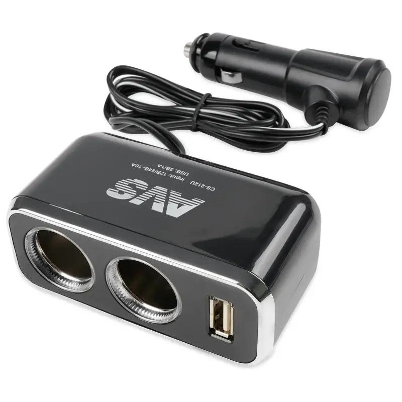 Разветвитель прикуривателя AVS 12/24 (на 2 выхода+USB) CS212U