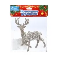 Ёлочное украшение «Праздничное сияние» олень с бантом, 12×7 см, золото