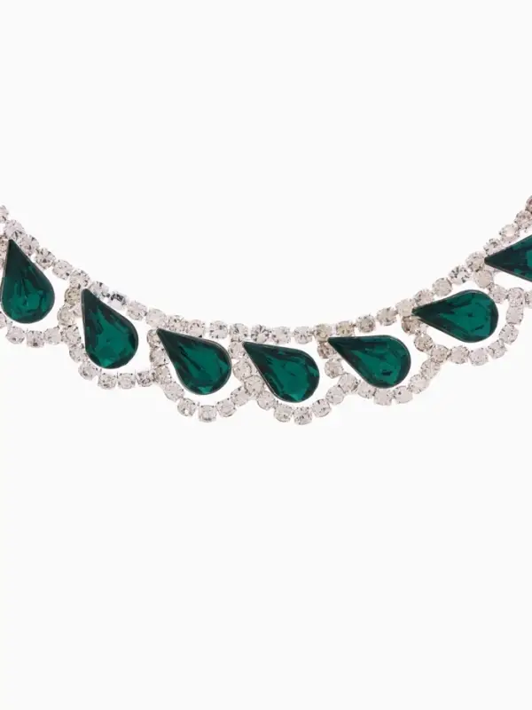 Набор 2 предмета: серьги, колье &laquo;Листопад&raquo;, капли, зелёно-белый в серебре, 45 см