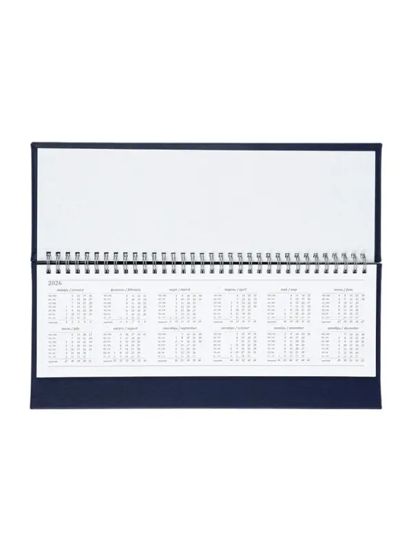 Планинг недатированный 100 х 300 мм, 56 листов, на гребне, обложка из искусственной кожи, синий