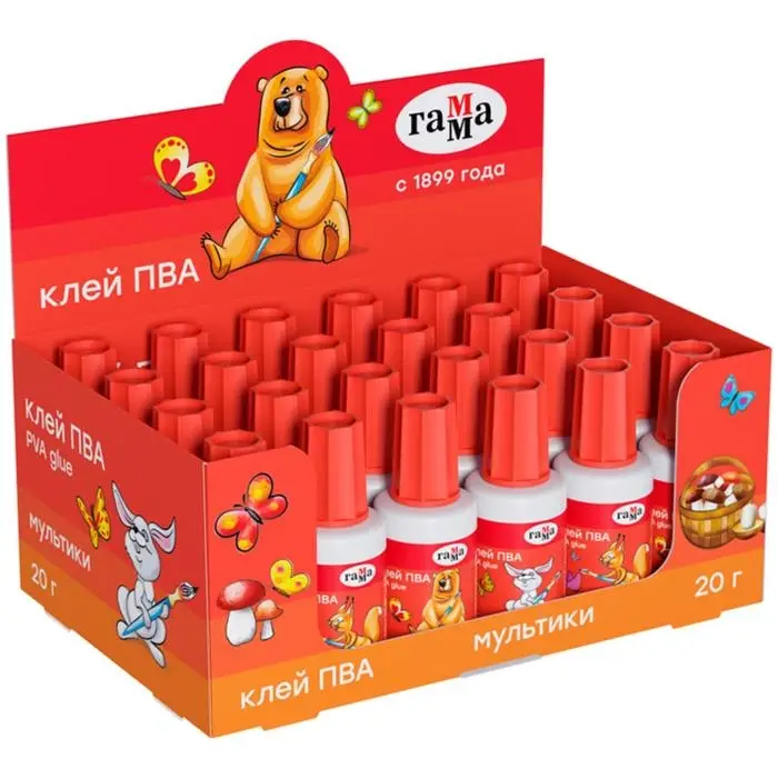 Клей ПВА Гамма &laquo;Мультики&raquo;, 20 г, с кисточкой
