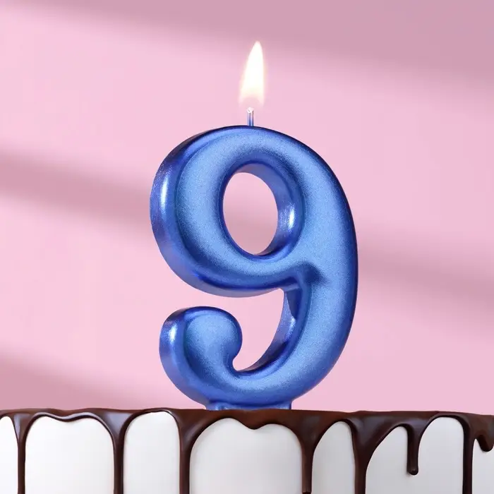 Свеча для торта «Европейская ГИГАНТ», цифра 9, 7 см, синий металлик Свеча для торта «Европейская ГИГАНТ», цифра 9, 7 см, синий металлик