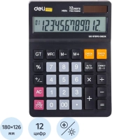Калькулятор настольный ПОЛНОРАЗМ. Deli EM01420, 12-р,дв.пит, 180х126мм,чер