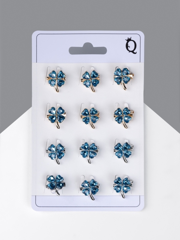 Брошь «Клевер» сапфировый, МИКС, (неделимая фасовка 12 шт., цена за шт.) Брошь «Клевер» сапфировый, МИКС, (неделимая фасовка 12 шт., цена за шт.)
