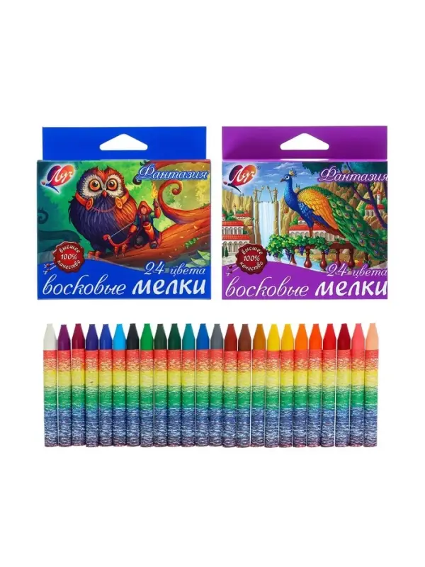 Мелки восковые 24 цвета &laquo;Луч&raquo;, круглые, МИКС