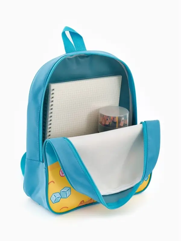 Рюкзак детский 27*10*30, отд на молнии, капибара голубой