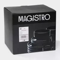 Набор посуды Magistro Night, фарфор, 16 предметов: тарелка d=25.5 см, d=19 см, миска 850 мл, d=15 см, кружка 320 мл, чёрный