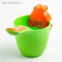 Ковш пластиковый для купания и мытья головы, детский банный ковшик «Лягушонок», 500 мл., с леечкой, МИКС