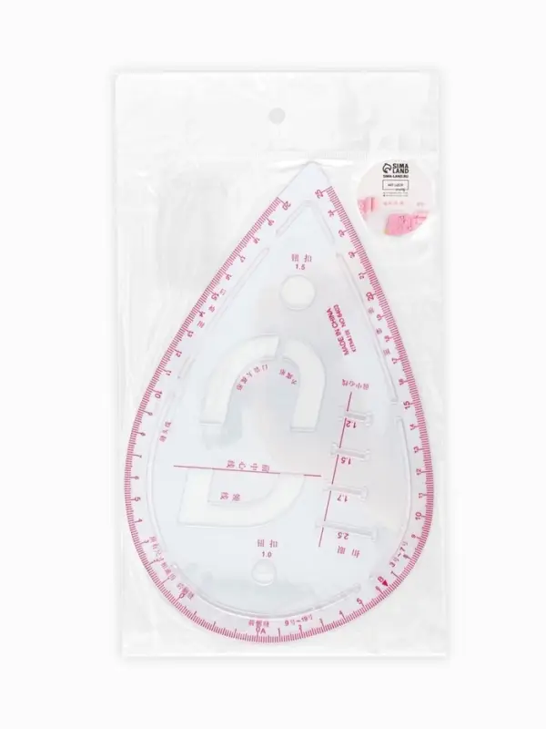 Лекало портновское метрическое &laquo;Капля&raquo;, с проймой, 20.5&times;13.3 см, s=0.5 мм, прозрачное