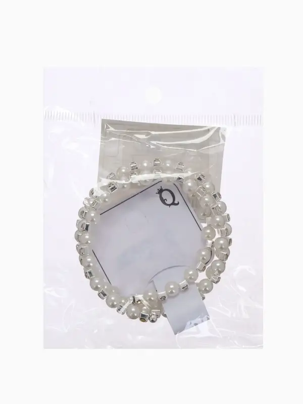 Браслет-пружинка &laquo;Жемчужинка&raquo;, 3 ряда, шахматы, белый, d=6.5 см